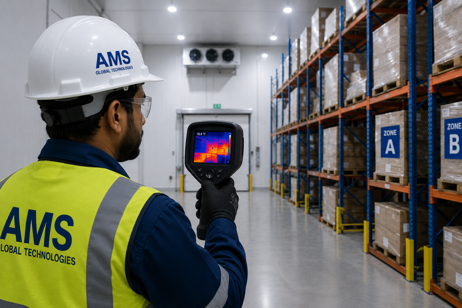 AMS technician performing warehouse thermal mapping